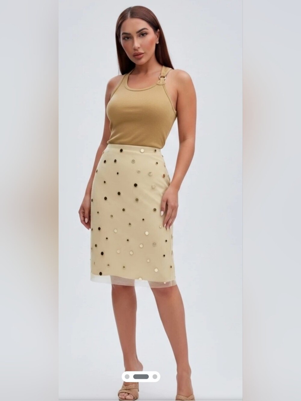 INC International Concepts Mirror Sequin Mesh Midi Skirt "Fleur" NWT
